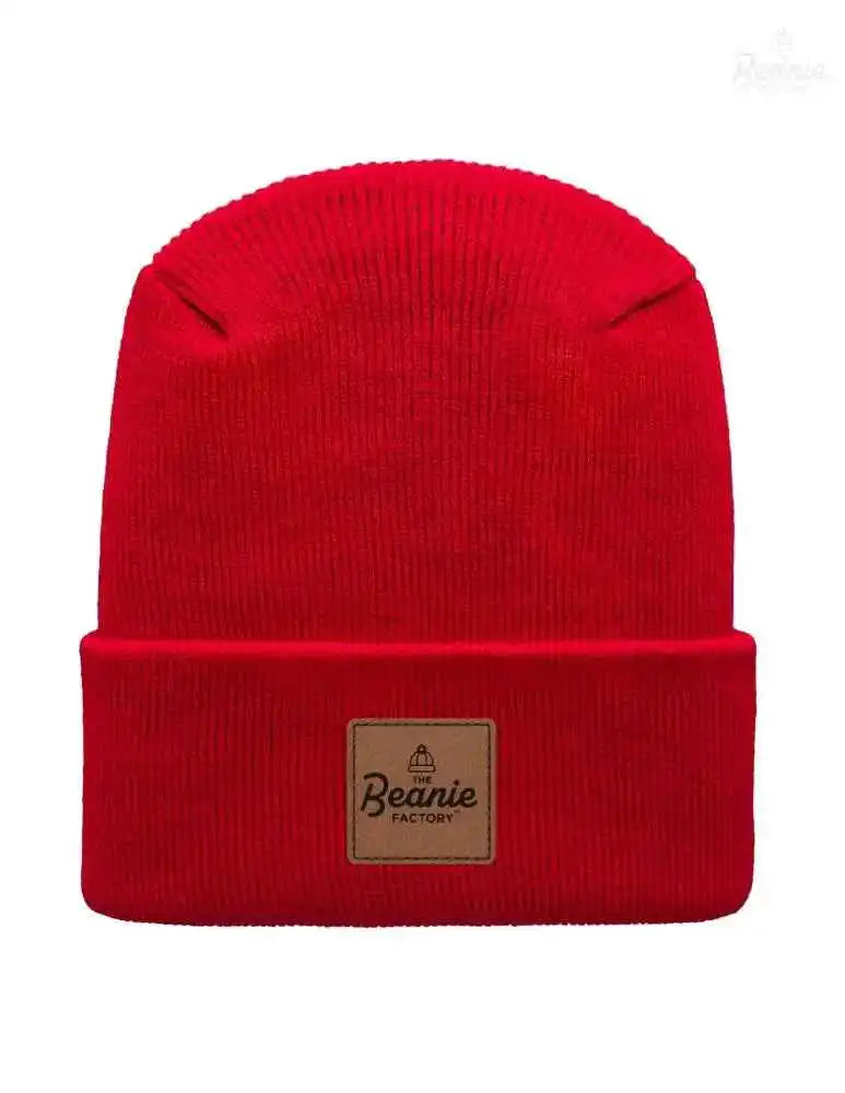 Cuffed Beanie - Circular knit  Winter Hat - H-Stitch - Solid - Red The Beanie Factory Custom, Personlize 