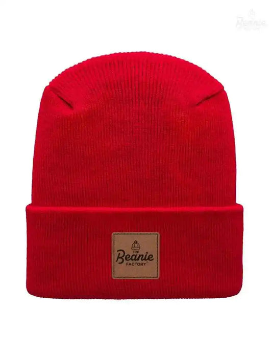 Cuffed Beanie - Circular knit  Winter Hat - H-Stitch - Solid - Red The Beanie Factory Custom, Personlize 