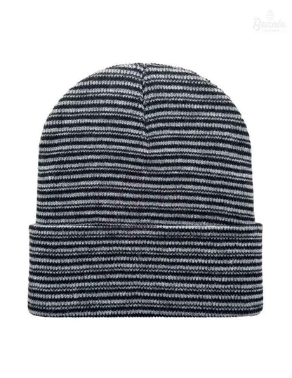 Cuffed Beanie - Circular knit  Winter Hat - Traditional - Contrast - Black / Gray