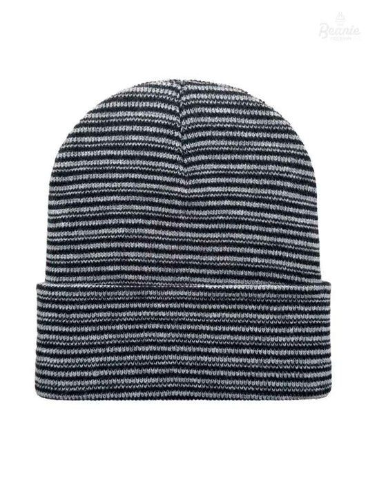 Cuffed Beanie - Circular knit  Winter Hat - Traditional - Contrast - Black / Gray