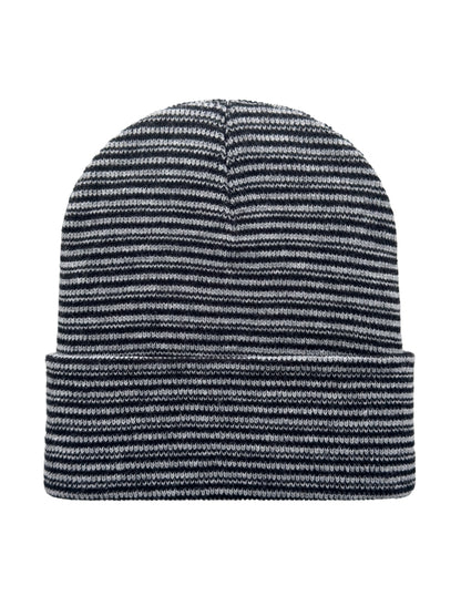 Cuffed Beanie - Circular knit  Winter Hat - Traditional - Contrast - Black / Gray