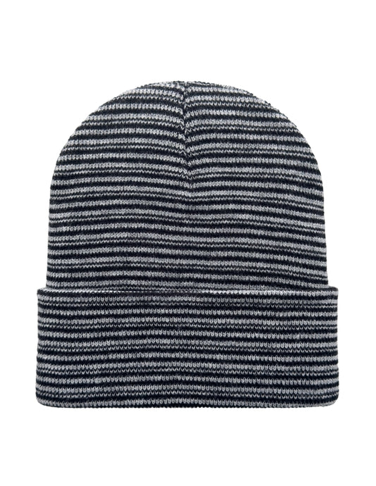 Cuffed Beanie - Circular knit  Winter Hat - Traditional - Contrast - Black / Gray