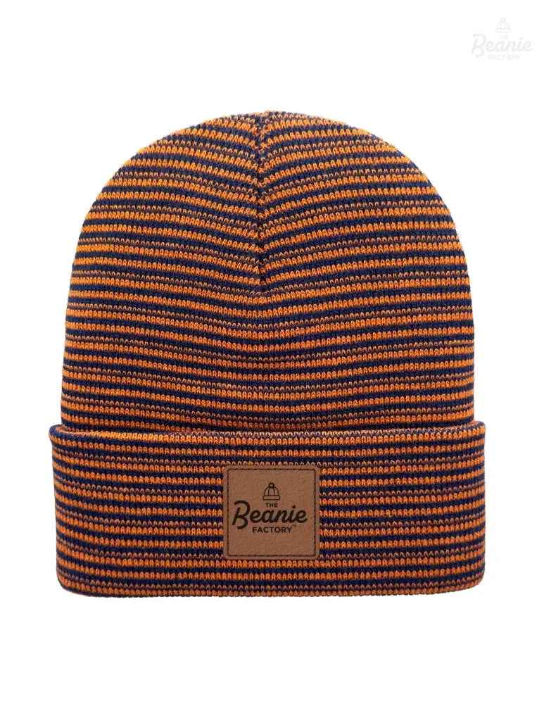Cuffed Beanie - Circular knit  Winter Hat - Traditional - Contrast - Blue / Orange