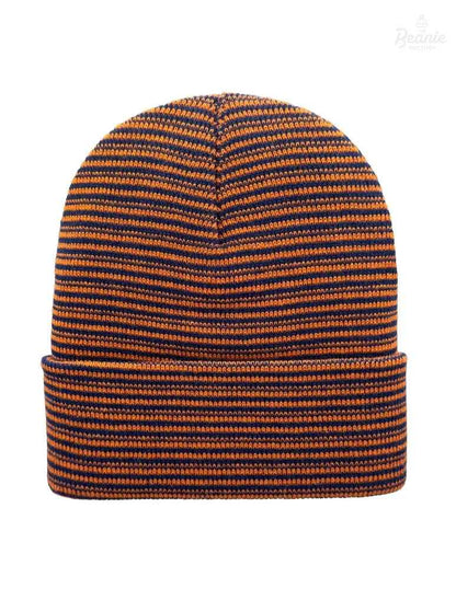 Cuffed Beanie - Circular knit  Winter Hat - Traditional - Contrast - Blue / Orange