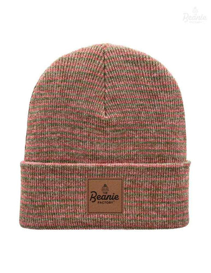 Cuffed Beanie - Circular knit  Winter Hat - Traditional - Contrast - Burgundy / Green