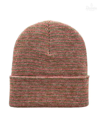 Cuffed Beanie - Circular knit  Winter Hat - Traditional - Contrast - Burgundy / Green