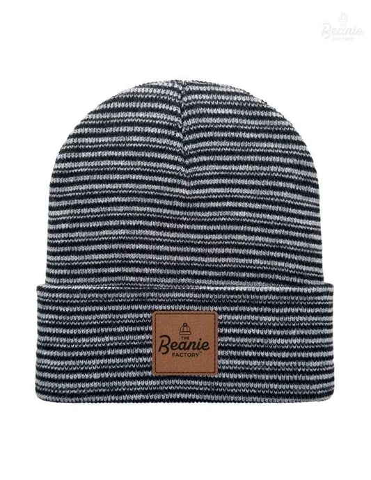 Cuffed Beanie - Circular knit  Winter Hat - Traditional - Contrast - Black / Gray