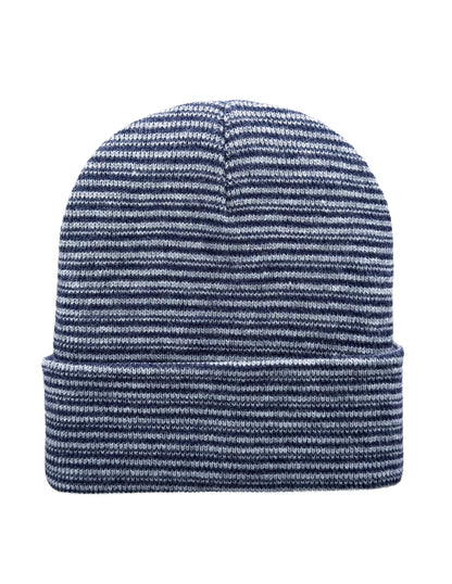 Cuffed Beanie - Circular knit  Winter Hat - Traditional - Contrast - Gray / Denim