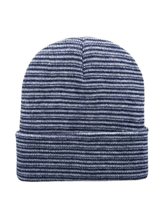Cuffed Beanie - Circular knit  Winter Hat - Traditional - Contrast - Gray / Denim