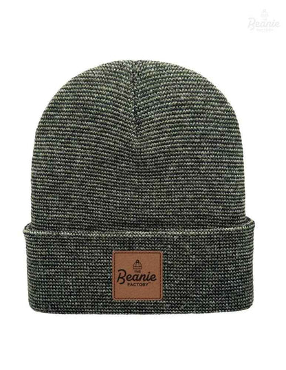 Cuffed Beanie - Circular knit  Winter Hat - Traditional - Fusion - Black / Green