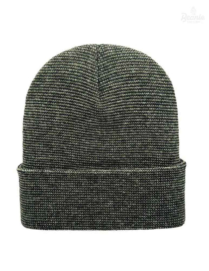 Cuffed Beanie - Circular knit  Winter Hat - Traditional - Fusion - Black / Green