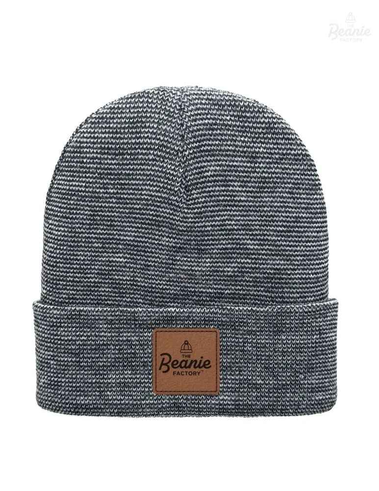 Cuffed Beanie - Circular knit  Winter Hat - Traditional - Fusion - Black / Gray
