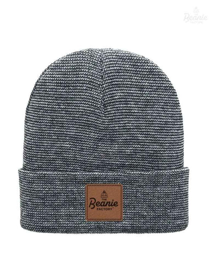 Cuffed Beanie - Circular knit  Winter Hat - Traditional - Fusion - Black / Gray