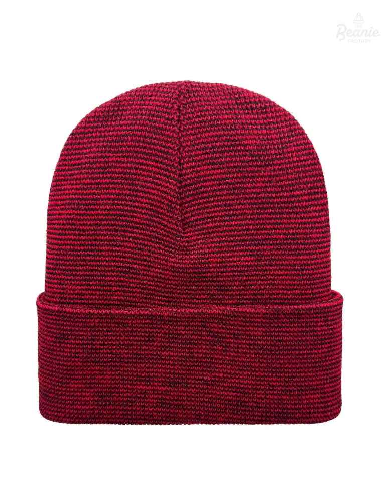 Cuffed Beanie - Circular knit  Winter Hat - Traditional - Fusion - Black / Red