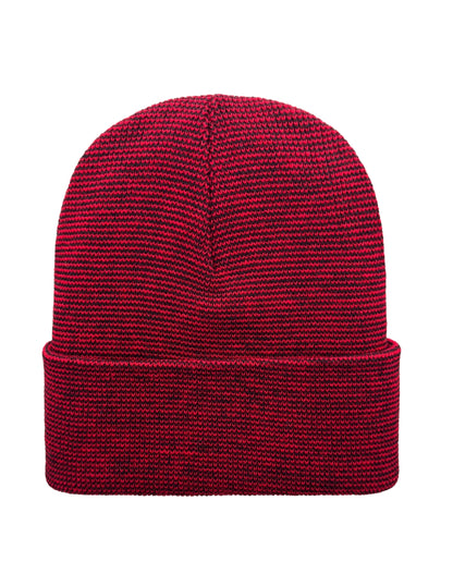 Cuffed Beanie - Circular knit  Winter Hat - Traditional - Fusion - Black / Red