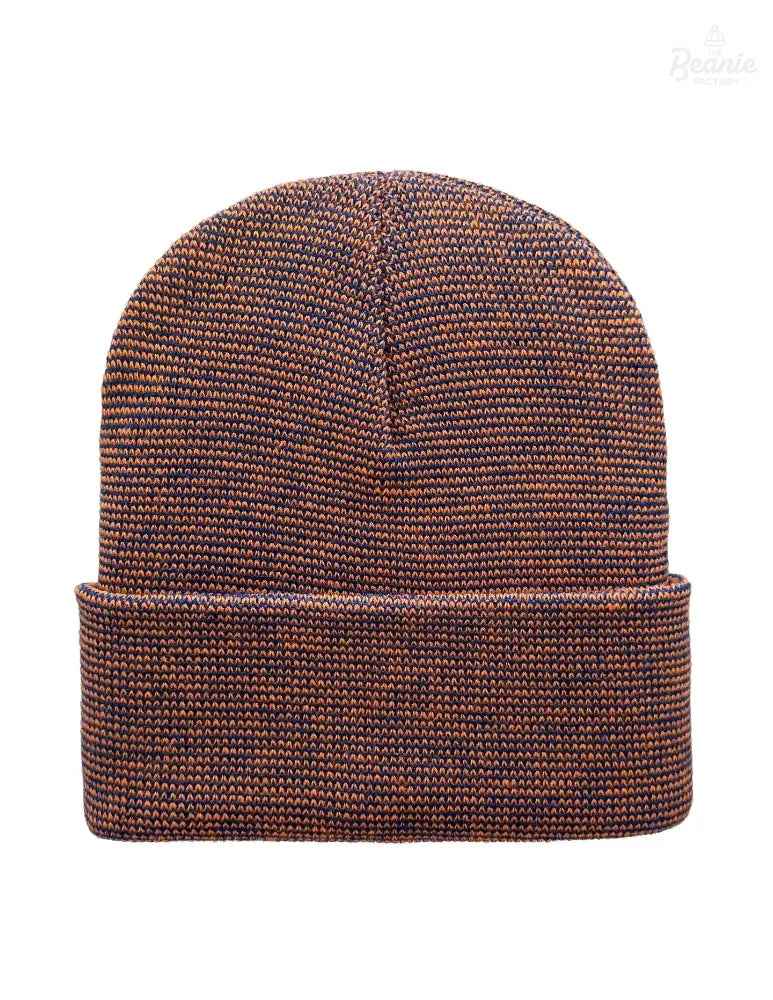 Cuffed Beanie - Circular knit  Winter Hat - Traditional - Fusion - Blue / Orange