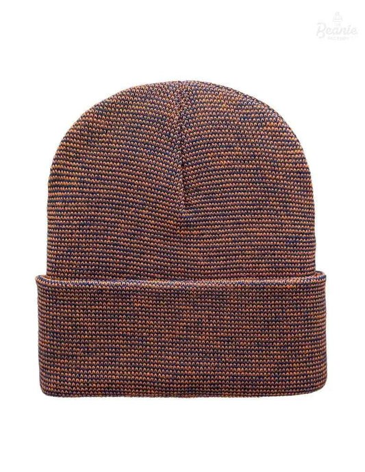 Cuffed Beanie - Circular knit  Winter Hat - Traditional - Fusion - Blue / Orange