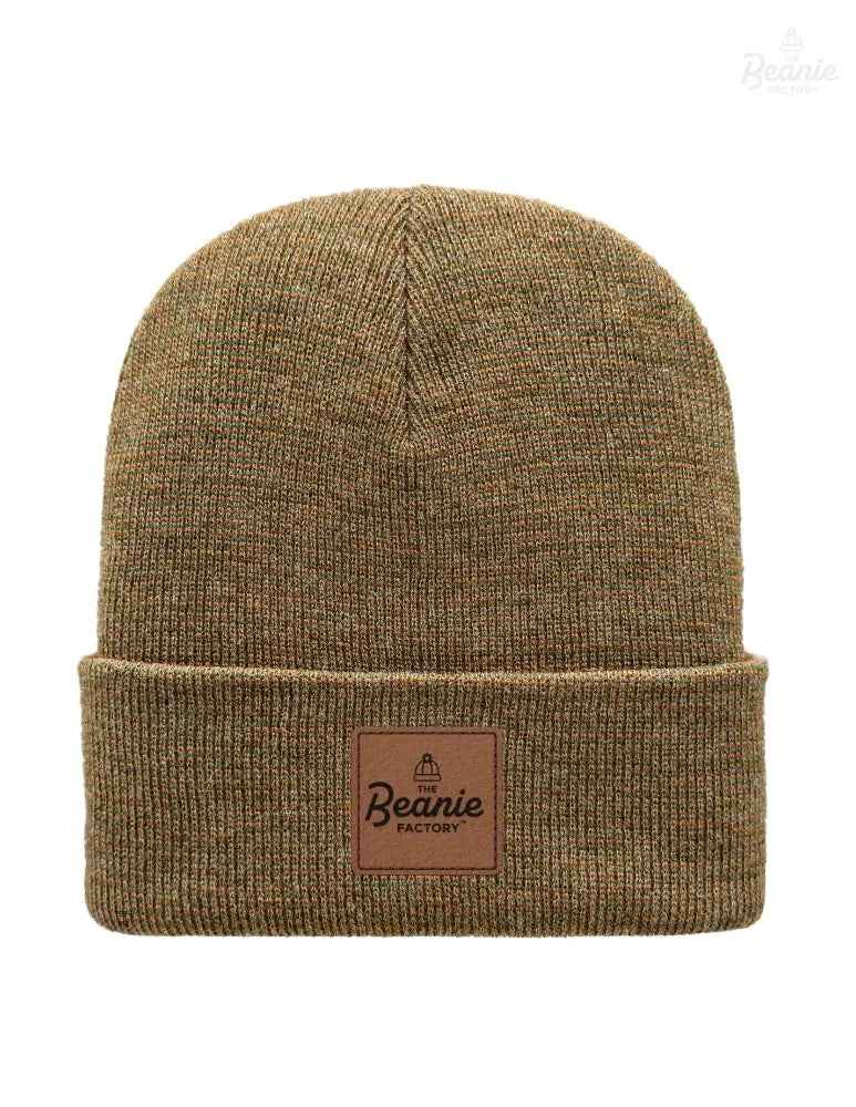 Cuffed Beanie - Circular knit  Winter Hat - Traditional - Fusion - Brown / Green