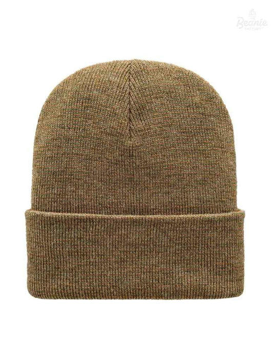 Cuffed Beanie - Circular knit  Winter Hat - Traditional - Fusion - Brown / Green