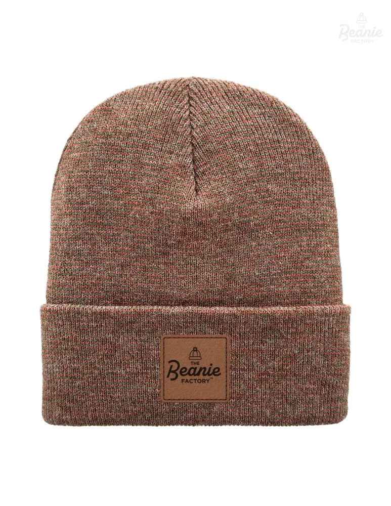 Cuffed Beanie - Circular knit  Winter Hat - Traditional - Fusion - Burgundy / Green