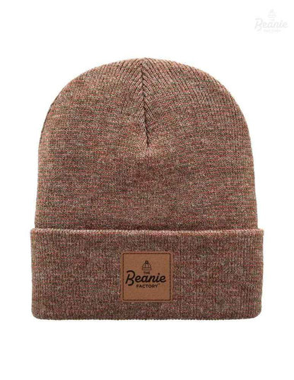 Cuffed Beanie - Circular knit  Winter Hat - Traditional - Fusion - Burgundy / Green