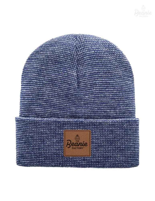 Cuffed Beanie - Circular knit  Winter Hat - Traditional - Fusion - Gray / Blue