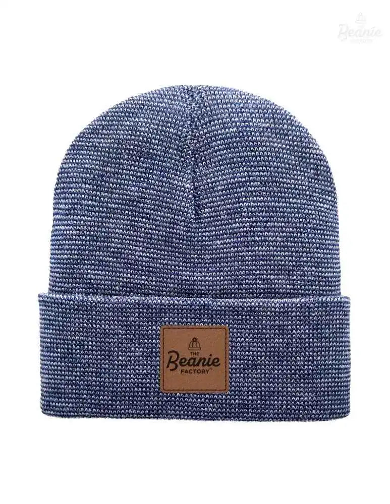 Cuffed Beanie - Circular knit  Winter Hat - Traditional - Fusion - Gray / Blue The Beanie Factory Custom, Personlize 