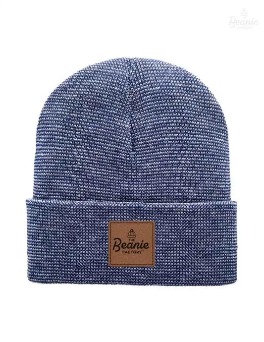 Cuffed Beanie - Circular knit  Winter Hat - Traditional - Fusion - Gray / Blue The Beanie Factory Custom, Personlize 
