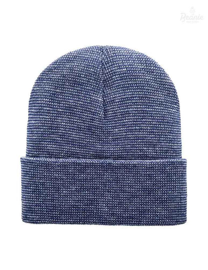 Cuffed Beanie - Circular knit  Winter Hat - Traditional - Fusion - Gray / Blue