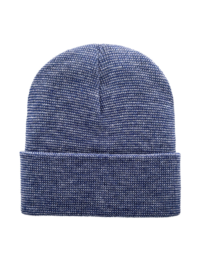 Gorro con vuelta - Tejido circular - Gorro de invierno - Tradicional - Fusión - Gris / Azul