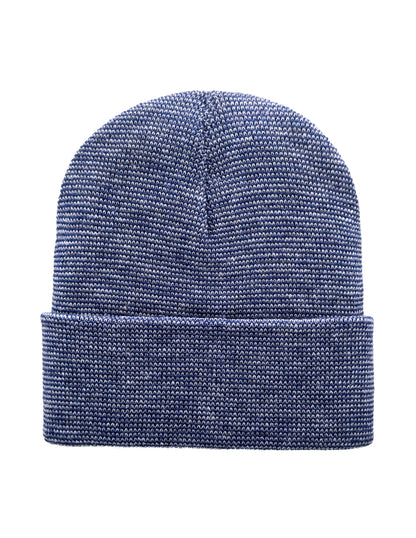 Gorro con vuelta - Tejido circular - Gorro de invierno - Tradicional - Fusión - Gris / Azul