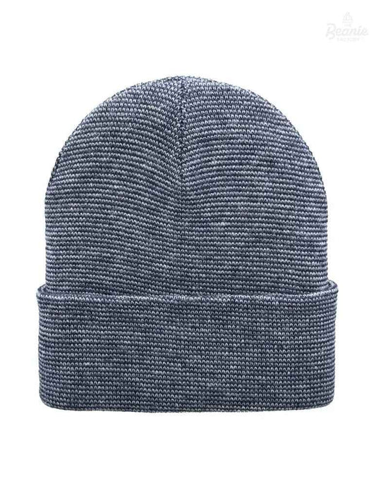 Cuffed Beanie - Circular knit  Winter Hat - Traditional - Fusion - Gray / Denim