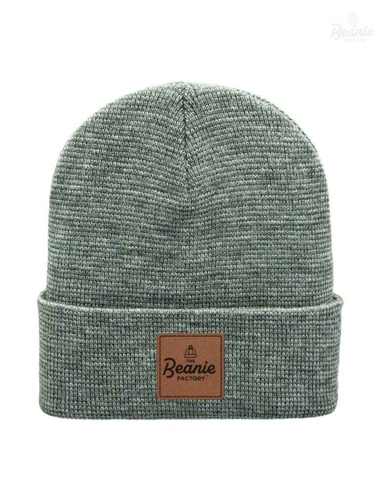 Cuffed Beanie - Circular knit  Winter Hat - Traditional - Fusion - Gray / Green