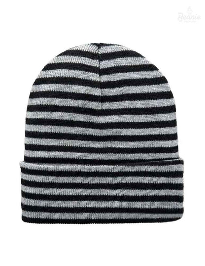 Cuffed Beanie - Circular knit  Winter Hat - Traditional - Roro - Black / Gray