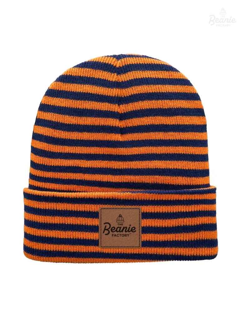 Cuffed Beanie - Circular knit  Winter Hat - Traditional - Roro - Blue / Orange