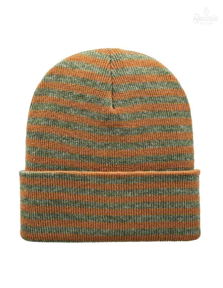Cuffed Beanie - Circular knit  Winter Hat - Traditional - Roro - Brown / Green