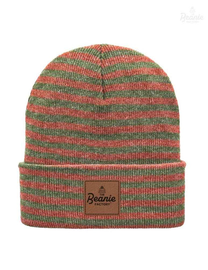 Cuffed Beanie - Circular knit  Winter Hat - Traditional - Roro - Burgundy / Green