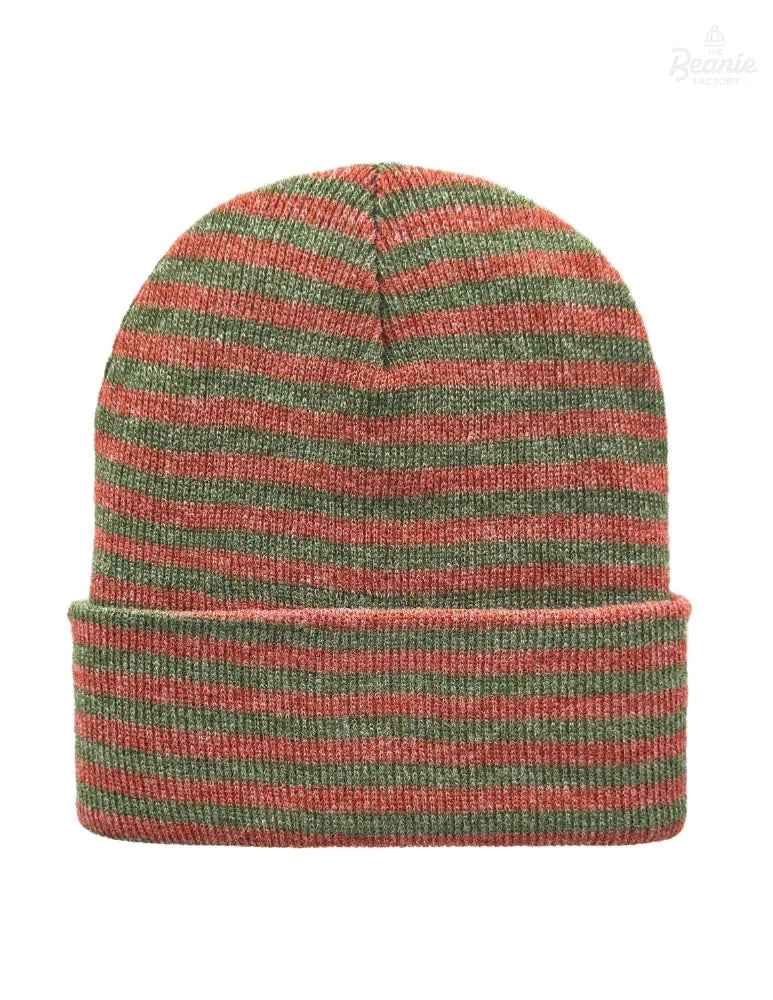 Cuffed Beanie - Circular knit  Winter Hat - Traditional - Roro - Burgundy / Green