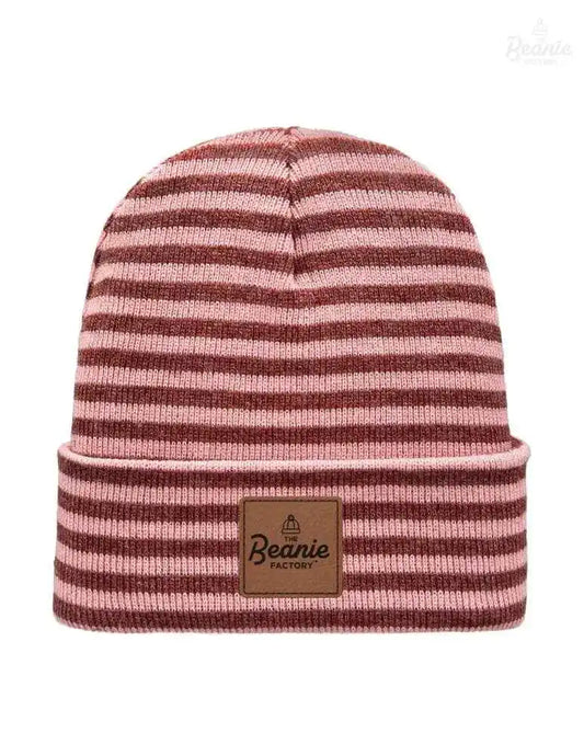 Cuffed Beanie - Circular knit  Winter Hat - Traditional - Roro - Burgundy / Pink The Beanie Factory Custom, Personlize 