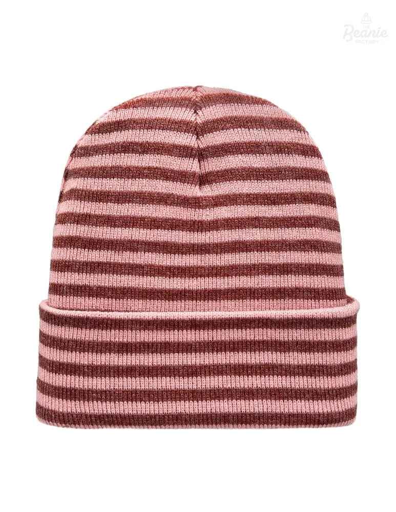 Cuffed Beanie - Circular knit  Winter Hat - Traditional - Roro - Burgundy / Pink