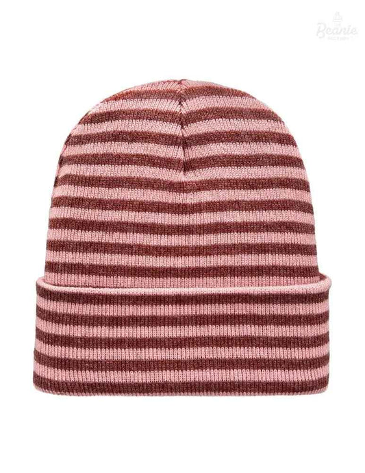 Cuffed Beanie - Circular knit  Winter Hat - Traditional - Roro - Burgundy / Pink