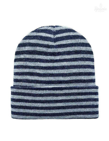 Cuffed Beanie - Circular knit  Winter Hat - Traditional - Roro - Gray / Denim