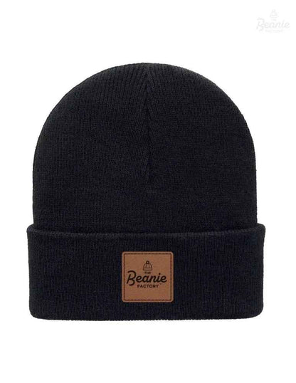 Cuffed Beanie - Circular knit  Winter Hat - Traditional - Solid - Black