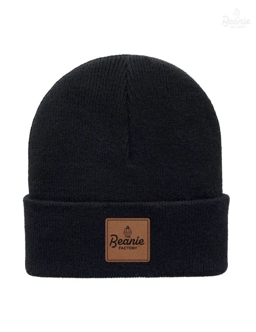 Cuffed Beanie - Circular knit  Winter Hat - Traditional - Solid - Black - The Beanie Factory