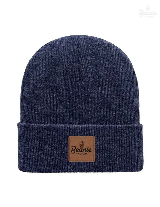 Cuffed Beanie - Circular knit  Winter Hat - Traditional - Solid - Denim