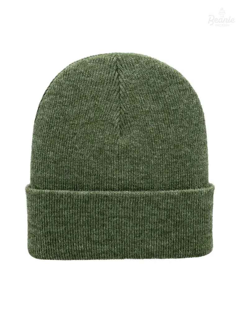 Cuffed Beanie - Circular knit  Winter Hat - Traditional - Solid - Green