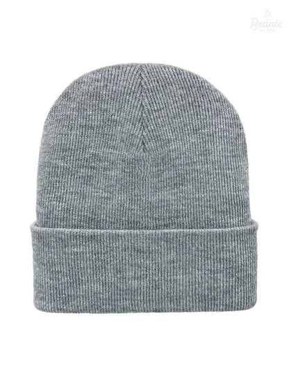 Cuffed Beanie - Circular knit  Winter Hat - Traditional - Solid - Gray