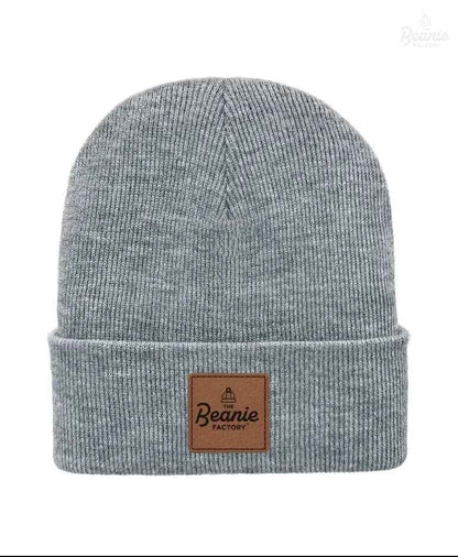 Cuffed Beanie - Circular knit  Winter Hat - Traditional - Solid - Gray