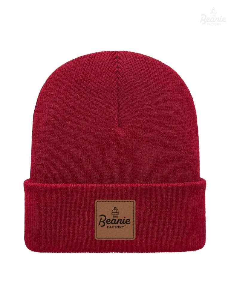 Cuffed Beanie - Circular knit  Winter Hat - Traditional - Solid - Maroon