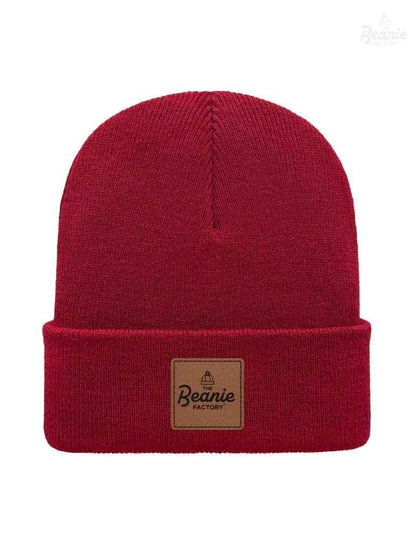 Cuffed Beanie - Circular knit  Winter Hat - Traditional - Solid - Maroon